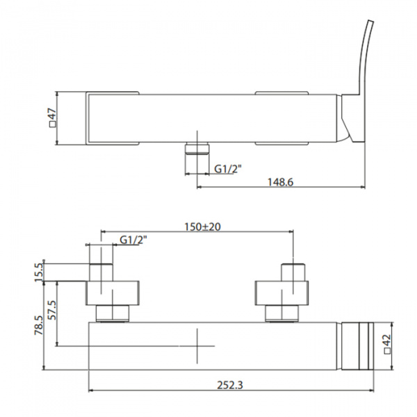 Gattoni ELY Смеситель для душа настенный, выпуск снизу, цвет: хром