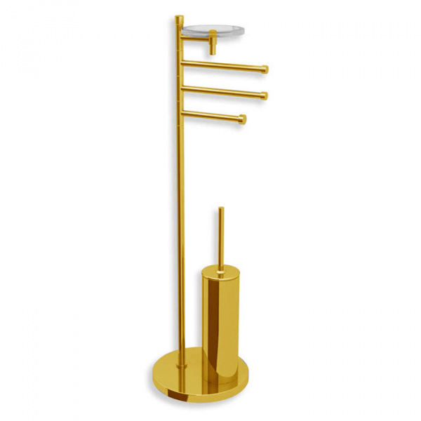 Bertocci Cinquecento Напольная стойка с ершиком и бумагодержателем, п/держателем и мыльницей, цвет: золото матовое