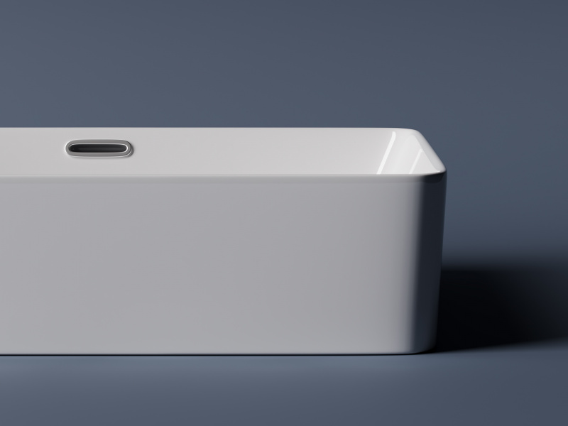 Умывальник чаша накладная прямоугольная со сливом переливом Element 600*380*140мм Ceramica Nova белый CN5025