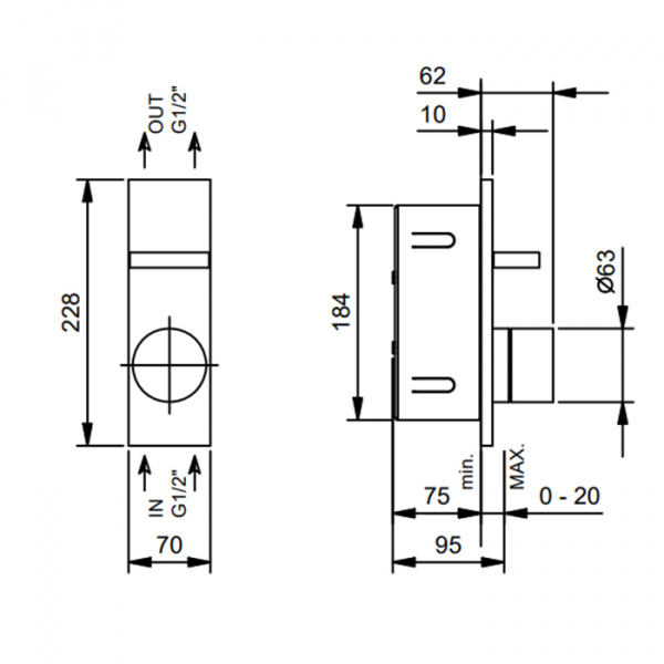 Fantini Внутренняя часть смесителя для душа, переключатель на 2 источника, 1/2&quot