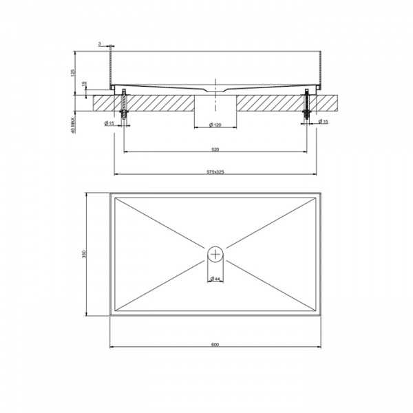 GESSI 316 Раковина 60x35 см., для установки на столешницу, без перелива, нержавеющая сталь, цвет: Black XL