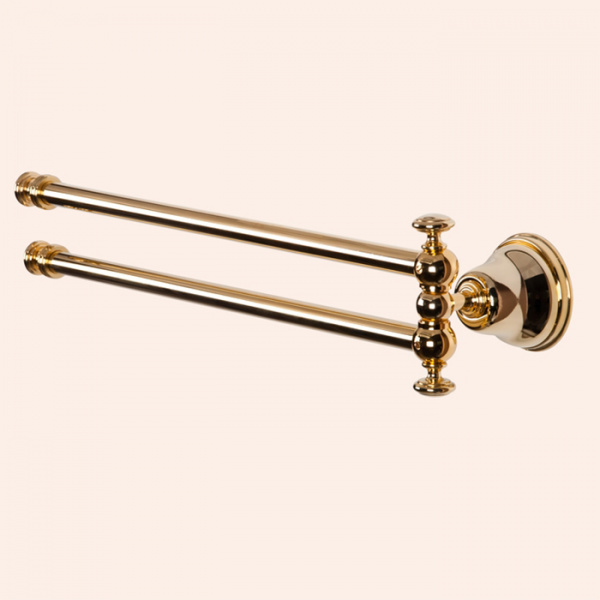 TW Harmony 013, вращающийся полотенцедержатель двойной 49см, подвесной, цвет: золото