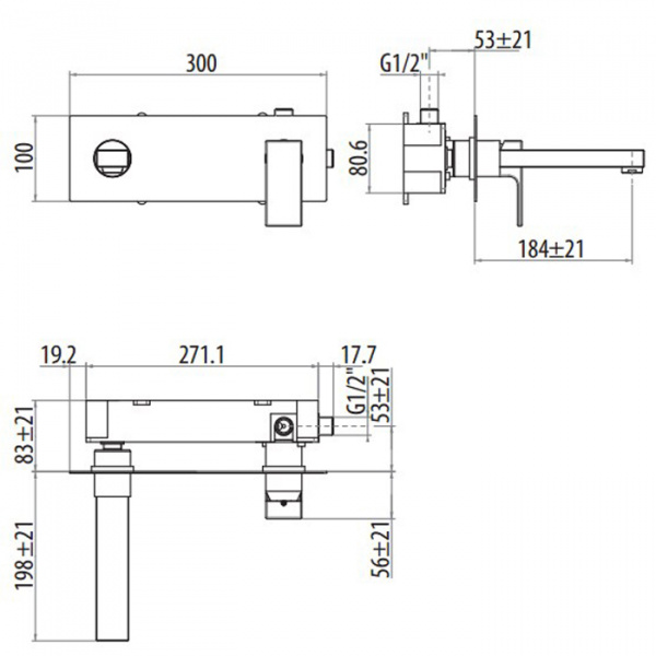 Gattoni Kubik Смеситель встраиваемый, однорычажный, цвет: хром глянцевый
