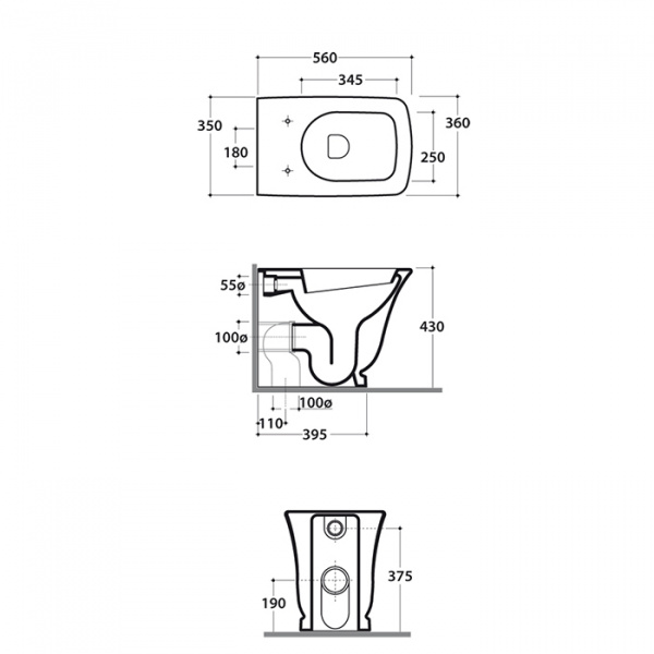 Globo Relais Унитаз напольный 56х36х43см, слив универсальный, сиденье на выбор