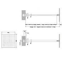Gessi Rettangolo Верхний душ для потолочного крепления 300x300мм, высота от 115 до 1865мм, цвет: хром