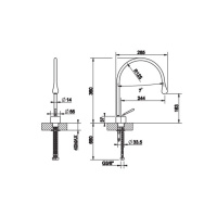 Gessi Goccia Смеситель для раковины на 1 отверстие, излив 244мм R=125, с фиксированным носиком, цвет: хром