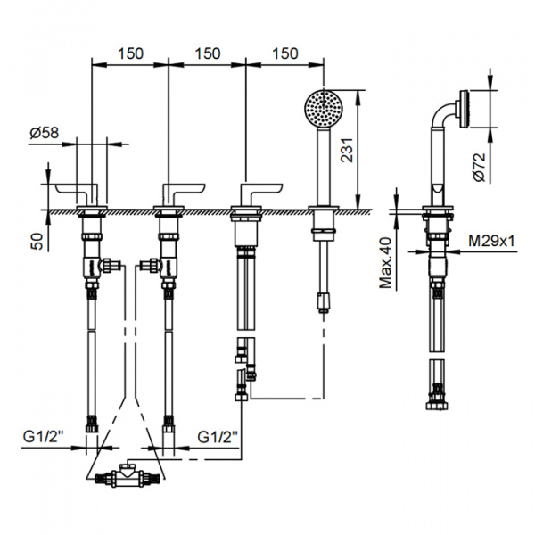 Fantini Icona Deco Смеситель на борт ванны, цвет: хром