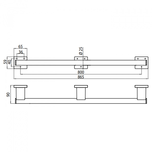 EMCO System2 Поручень, 865мм, подвесной, цвет: хром