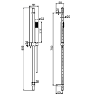Carlo Frattini Wellness Душевой гарнитур в ком-те: стойка, шланг 1500 мм, держатель для душа, ручной душ, полированный никель /F2150SN/