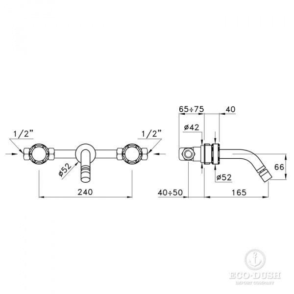 Stella Timeaster Встраиваемый смеситель для раковины 3868, круглая ручка d=52мм, цвет: хром