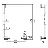 EMCO System2 Поручень изогнутый, корпус черный, правый, угол 90°, подвесной, цвет: хром
