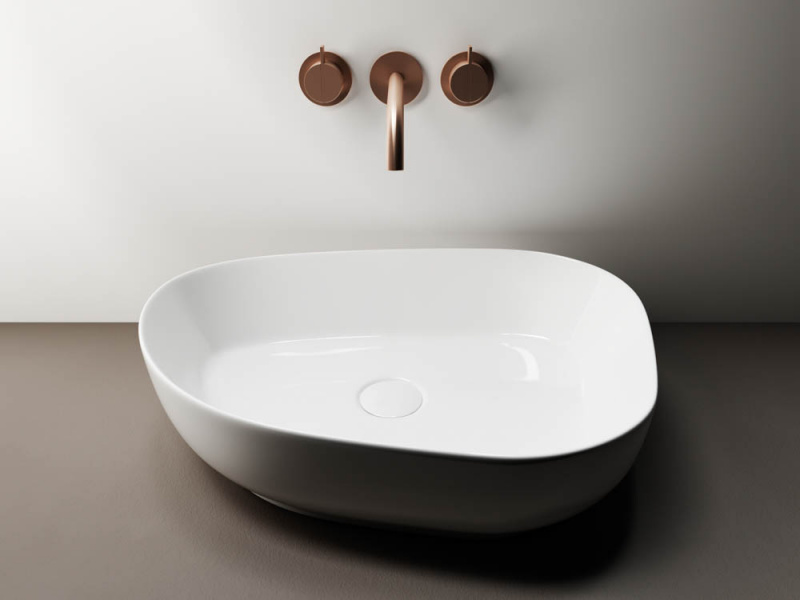 Умывальник чаша накладная ассиметричной формы Element 550*400*140мм Ceramica Nova белый CN5003