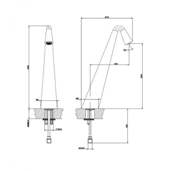 Gessi Cono Отдельно стоящий излив, высокий, без д/клапана, комбин. с удаленным управлением, цвет: хром