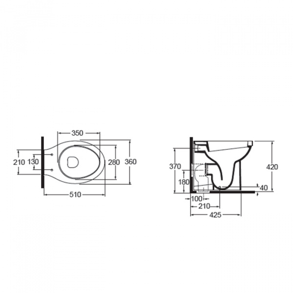 AZZURRA Cult Унитаз приставной 51х36см, цвет: белый