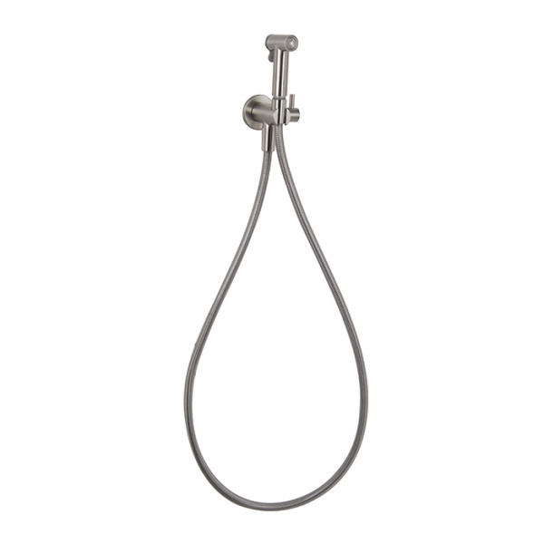 Carlo Frattini Spillo Steel Гигиенический душ в комплекте с запорным вентилем, ручной душ, шланг 1200 мм. и держатель душа, цвет: INOX