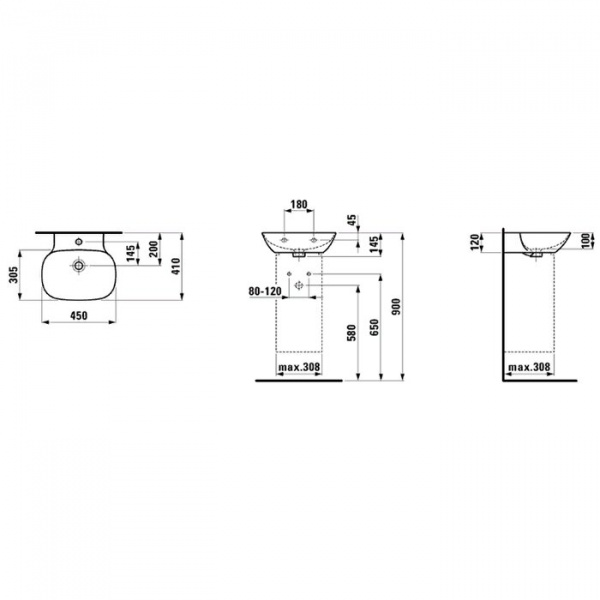 Laufen INO Раковина 45х41х12 см, без отв., цвет: белый