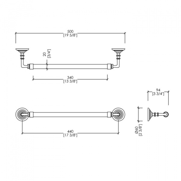 Devon&Devon Chelsea Полотенцедержатель 50см., подвесной, цвет: хром