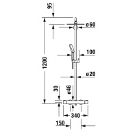 Duravit C.1 Душевая колонна с термостатическим смесителем, верхним душем, штангой и лейкой, цвет: хром