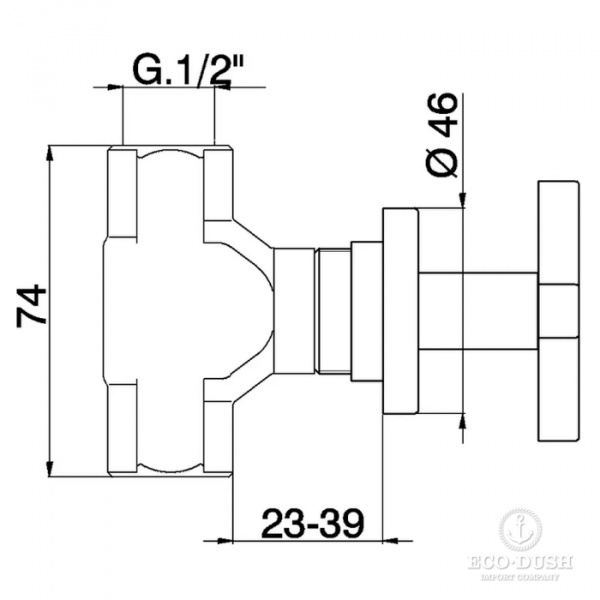 Cisal Barcelona Quad Запорный вентиль 1/2", внутренняя и внешняя части в комплекте, цвет: хром