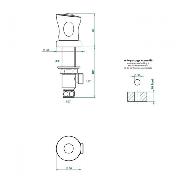 THG Bagatelle pierre noire Вентиль смесителя для раковины, ручка черная, цвет: полированное золото