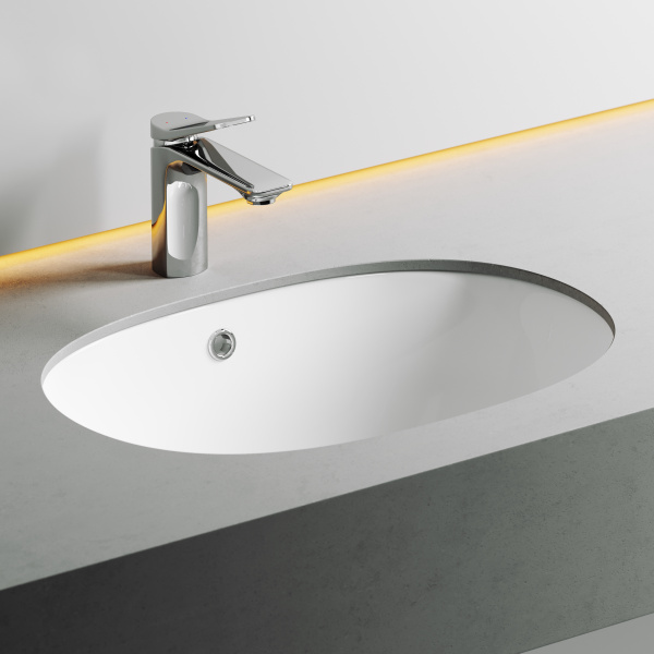Умывальник овальный встраиваемый под столешницу Element 565*385*210мм, с крепежом и шаблоном для установки Ceramica Nova белый 
