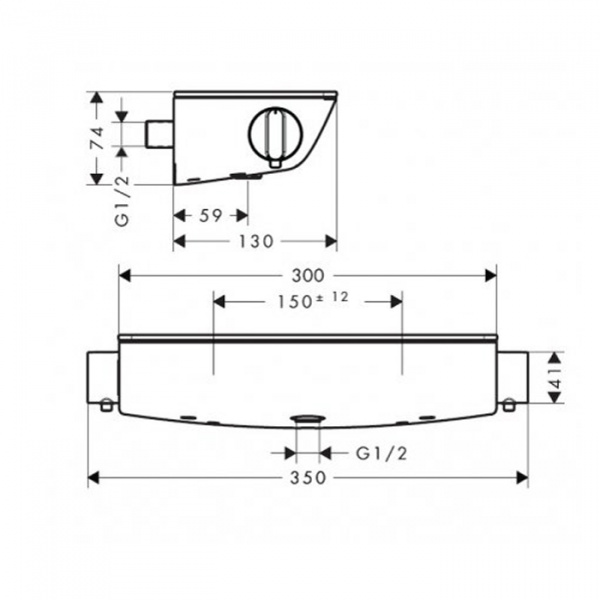 Hansgrohe Ecostat Select Термостат для душа, на 1 источник, настенный монтаж, цвет: белый/хром