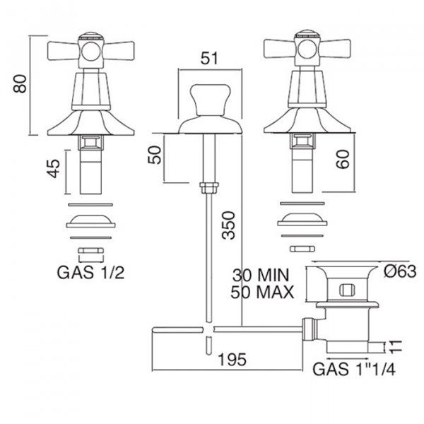 Sbordoni Deco Смеситель для биде на 3 отверстия, цвет: никель