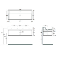 Simas Agile Структура металлическая 121x46xh28см, подвесная, для раковины с 1 отв., AG121, с 1 полкой, цвет: черный матовый