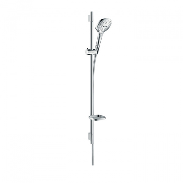 Hansgrohe Raindance Select E Душевой набор: штанга 90см., ручной душ 120, 3jet (Rain, RainAir, WhirlAir), EcoSmart, мыльница, шланг, цвет: белый/хром