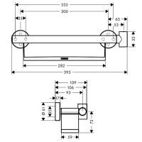 Hansgrohe Unica Comfort Поручень с полочкой и держателем для душа, подвесной, цвет: хром/белый