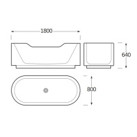 Armani Roca Baia Ванна отдельностоящая 180х80х64см с сливным отверстием, мат-л: Surfex