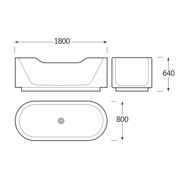 Armani Roca Baia Ванна отдельностоящая 180х80х64см с сливным отверстием, мат-л: Surfex