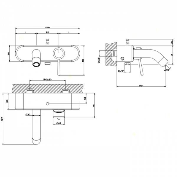 Gessi Goccia Смеситель для ванны без душевого комплекта, с автоматическим переключателем ванна/душ, цвет: хром
