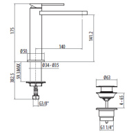Gattoni Color Смеситель  для раковины высота 175 мм, излив 140 мм . цвет: хром