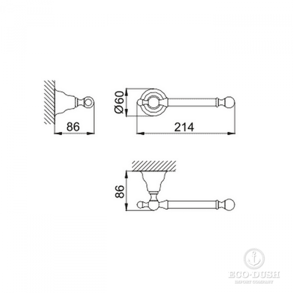HUBER Croisette Бумагодержатель без крышки, подвесной, цвет: никель матовый