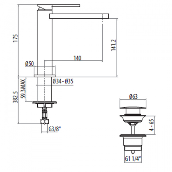 Gattoni Color Смеситель  для раковины высота 175 мм, излив 140 мм . цвет: хром