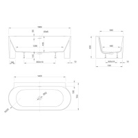 Knief Coast Ванна пристенная 170х75х60см, материал Stone