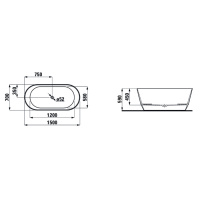 Laufen Pro Ванна отдельностоящая 150х70см., слив click-clack
