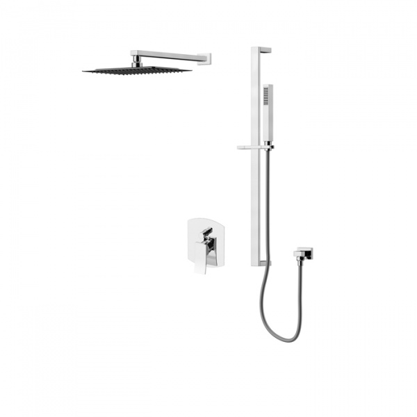 Gattoni ELY Комплект для душа со смесителем, верхним душем 250х250мм и ручной лейкой на планке, цвет: хром