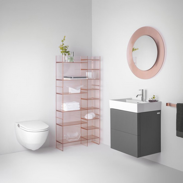 Laufen Kartell Зеркало круглое d=78см, настенное, без подсветки, цвет: пудровый розовый