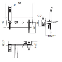 Gattoni Fly Смеситель встроенный для ванны с ручной лейкой, цвет: хром
