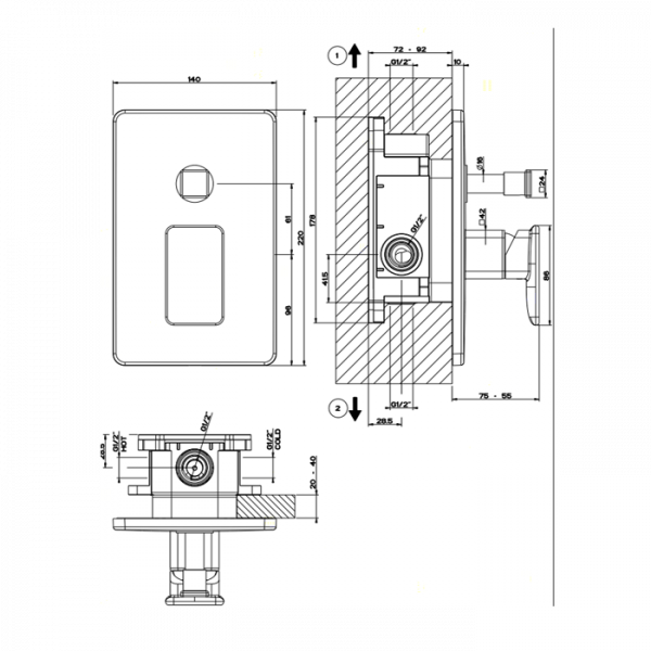 Gessi iSpa Встраиваемый однорычажный смеситель с переключателем, внешняя часть, цвет: хром