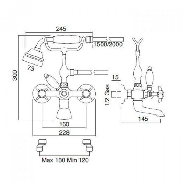 Sbordoni Смеситель для ванны на 2 отверстия, цвет: бронза