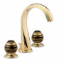 THG Marquise porcelaine noire Смеситель для раковины, 3 отв., цвет: золото/черный фарфор