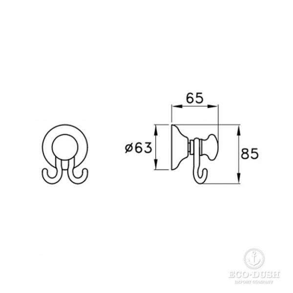 Stella Roma Крючок двойной подвесной, 1082 цвет: хром