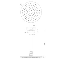 Gessi Inciso Shower Потолочная душевая головка шарнирная с защитойот известкового налёта на 1/2",Ø200 мм, цвет: black XL