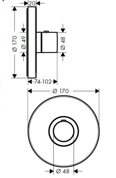Axor ShowerSelect Термостат Highflow, внешняя часть, цвет: хром