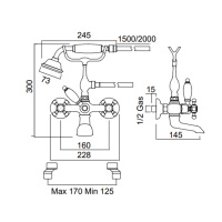 Sbordoni Londra Смеситель для ванны настенный с ручным душем и гибким шлангом, цвет: бронза
