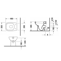 Duravit D-Code Унитаз напольный 48х35см, для независимого подключения воды, включая крепление, универсальный, цвет: белый