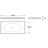 Armani Roca Baia Душевой поддон 200х100х3.2см с центральным сливом, с anti-slip, мат-л: Stonex, цвет: greige